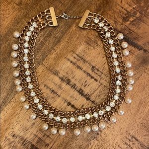 Gold colored pearl choker necklace
